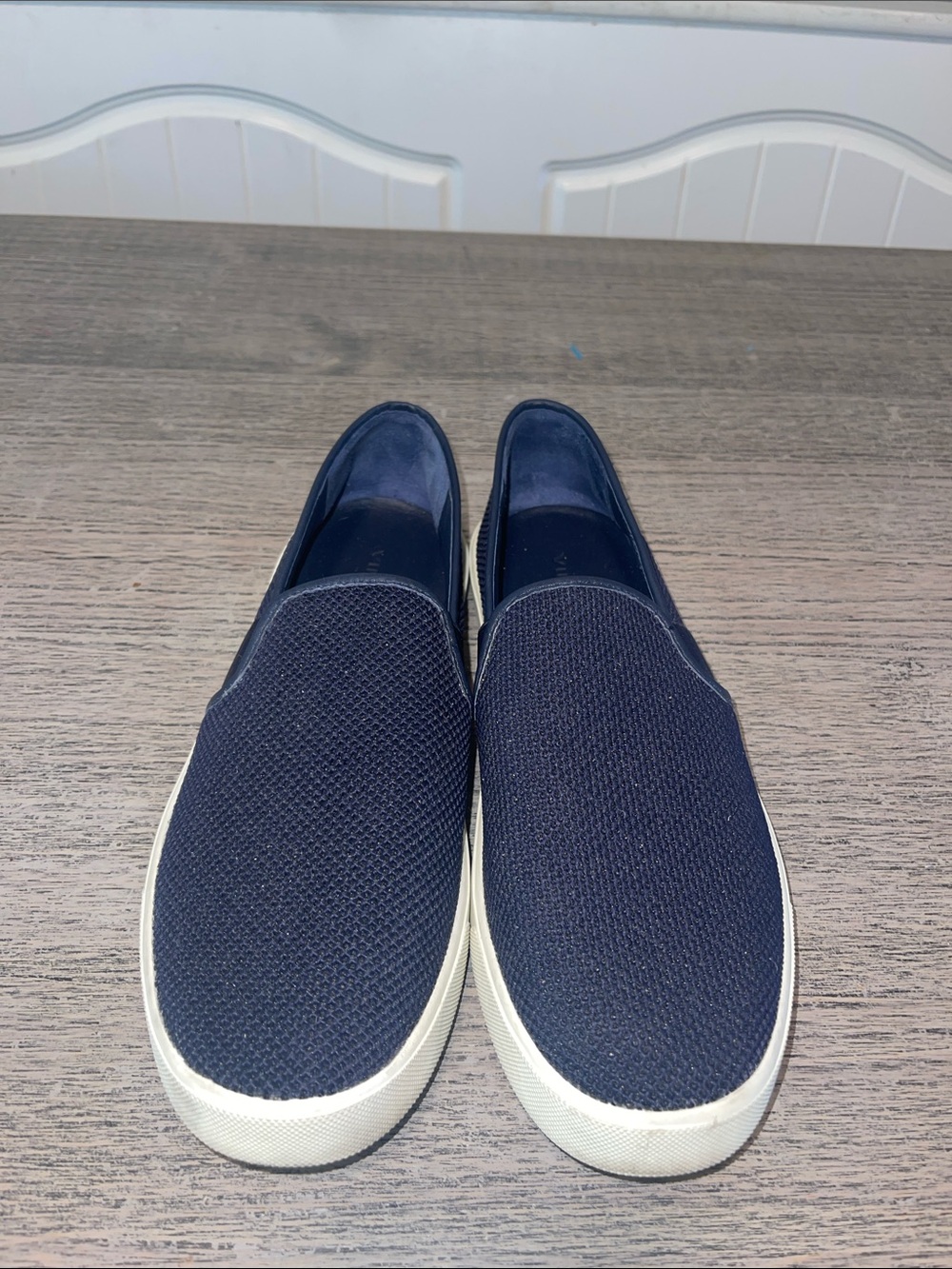 Vince Preston mesh slip on sneakers dark blue woven fabric upper size 9